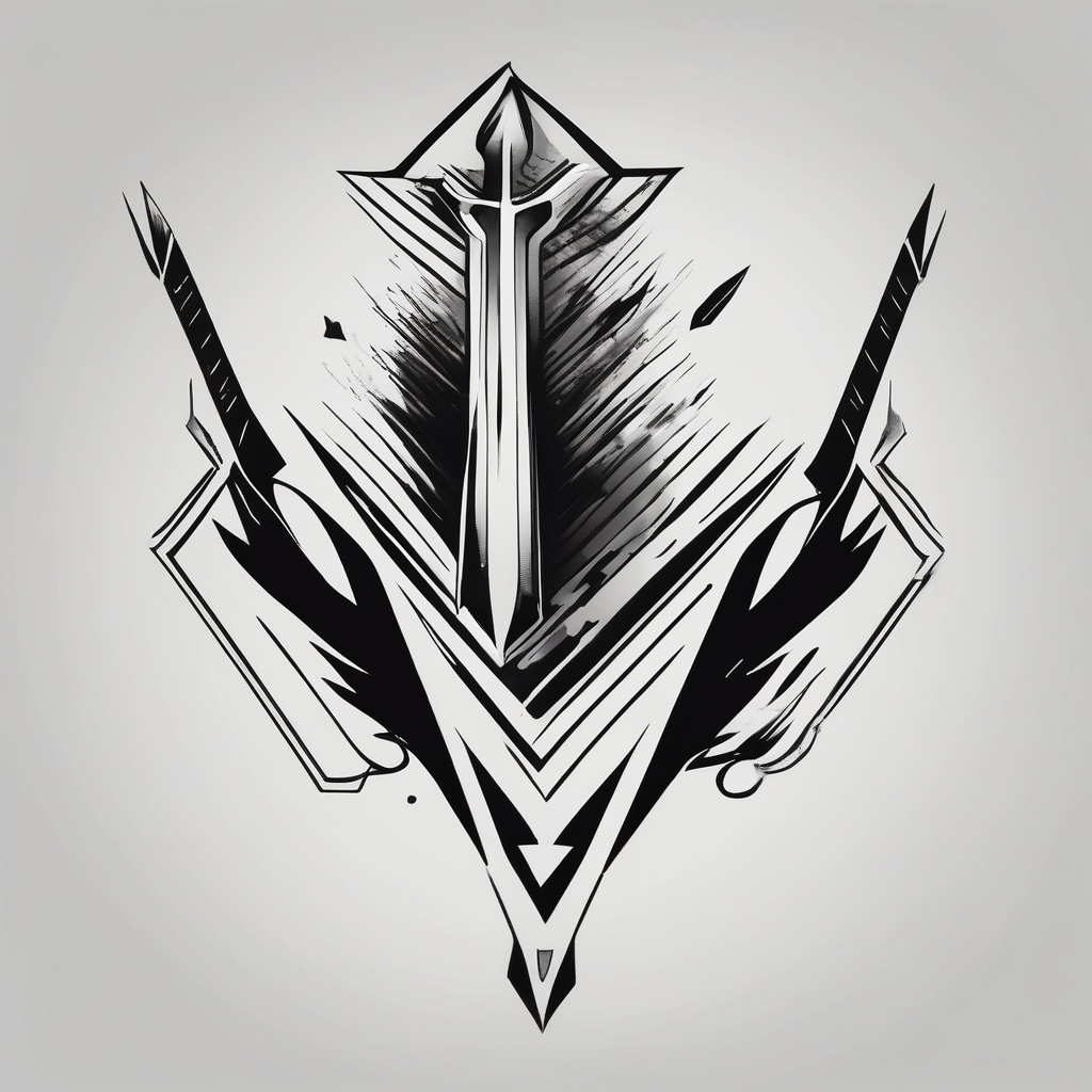 Generate Dark Black Arrow Tattoo For Neck floral sleeve tattoo, diseño de tatuaje Blanco y negro generado con IA